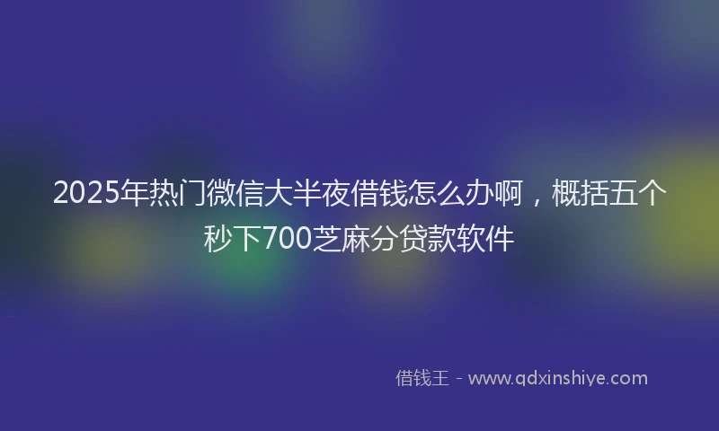 2025年热门微信大半夜借钱怎么办啊，概括五个秒下700芝麻分贷款软件