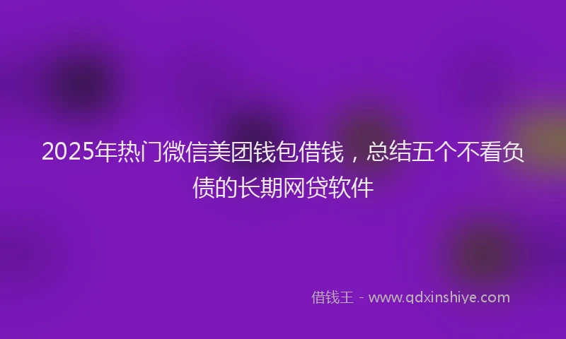 2025年热门微信美团钱包借钱，总结五个不看负债的长期网贷软件