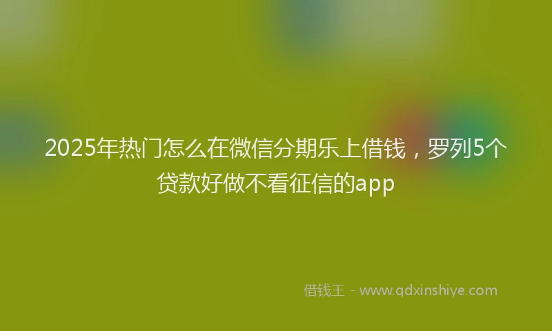 2025年热门怎么在微信分期乐上借钱，罗列5个贷款好做不看征信的app