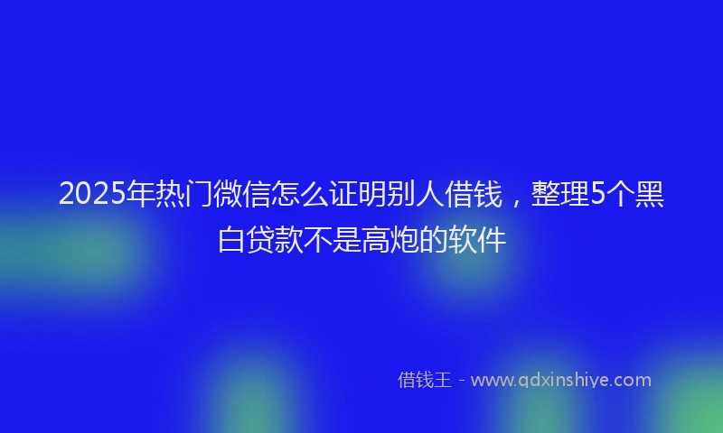 2025年热门微信怎么证明别人借钱，整理5个黑白贷款不是高炮的软件