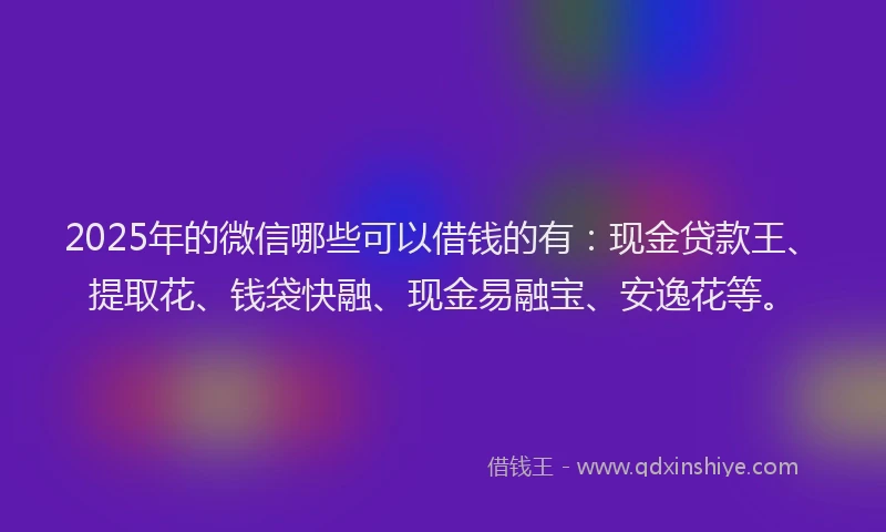 2025年的微信哪些可以借钱的有：现金贷款王、提取花、钱袋快融、现金易融宝、安逸花等。