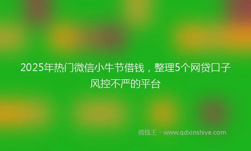 2025年热门微信小牛节借钱，整理5个网贷口子风控不严的平台