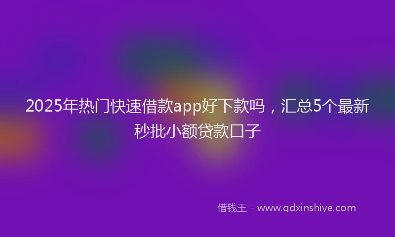 2025年热门快速借款app好下款吗，汇总5个最新秒批小额贷款口子