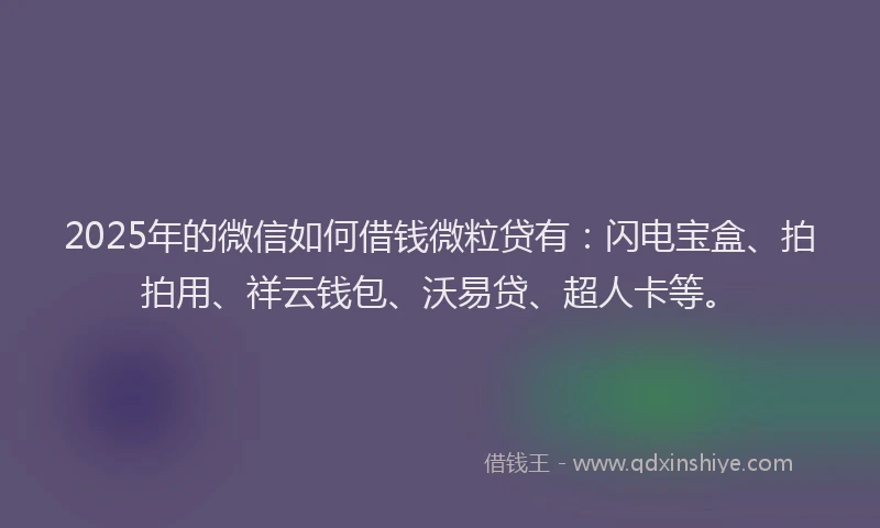 2025年的微信如何借钱微粒贷有：闪电宝盒、拍拍用、祥云钱包、沃易贷、超人卡等。