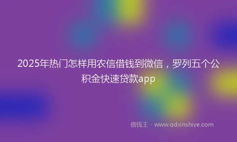 2025年热门怎样用农信借钱到微信，罗列五个公积金快速贷款app