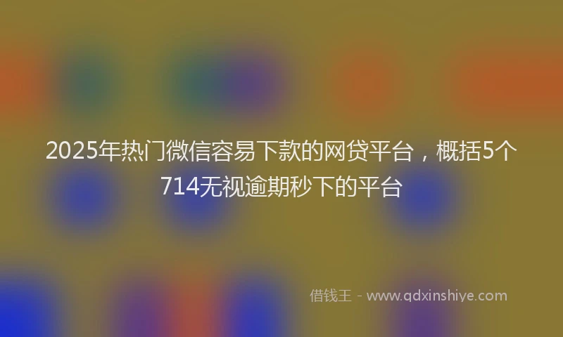 2025年热门微信容易下款的网贷平台，概括5个714无视逾期秒下的平台