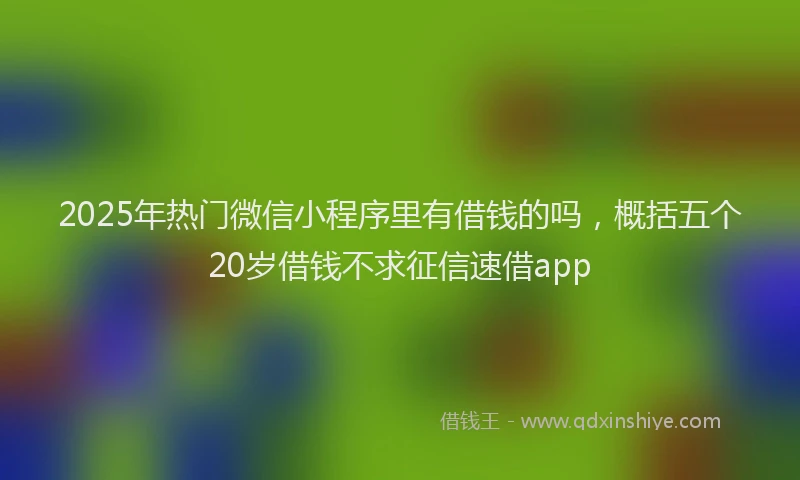 2025年热门微信小程序里有借钱的吗，概括五个20岁借钱不求征信速借app