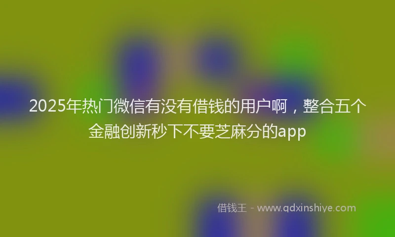 2025年热门微信有没有借钱的用户啊，整合五个金融创新秒下不要芝麻分的app
