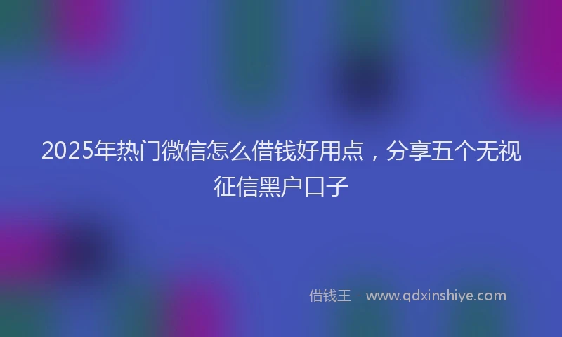 2025年热门微信怎么借钱好用点，分享五个无视征信黑户口子