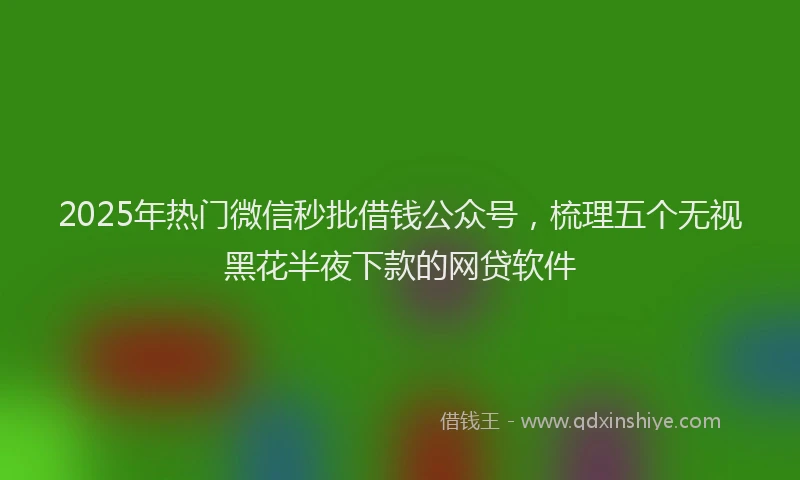 2025年热门微信秒批借钱公众号，梳理五个无视黑花半夜下款的网贷软件