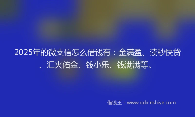 2025年的微支信怎么借钱有：金满盈、读秒快贷、汇火佑金、钱小乐、钱满满等。
