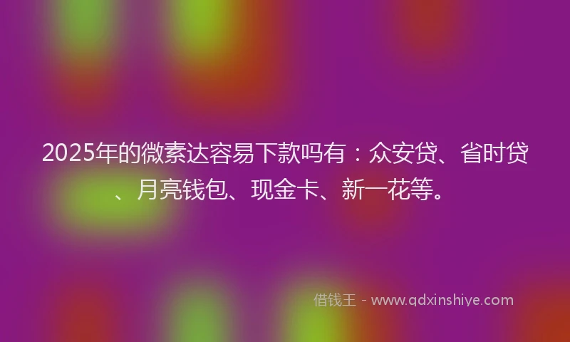 2025年的微素达容易下款吗有：众安贷、省时贷、月亮钱包、现金卡、新一花等。