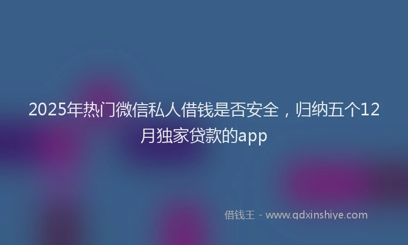 2025年热门微信私人借钱是否安全，归纳五个12月独家贷款的app