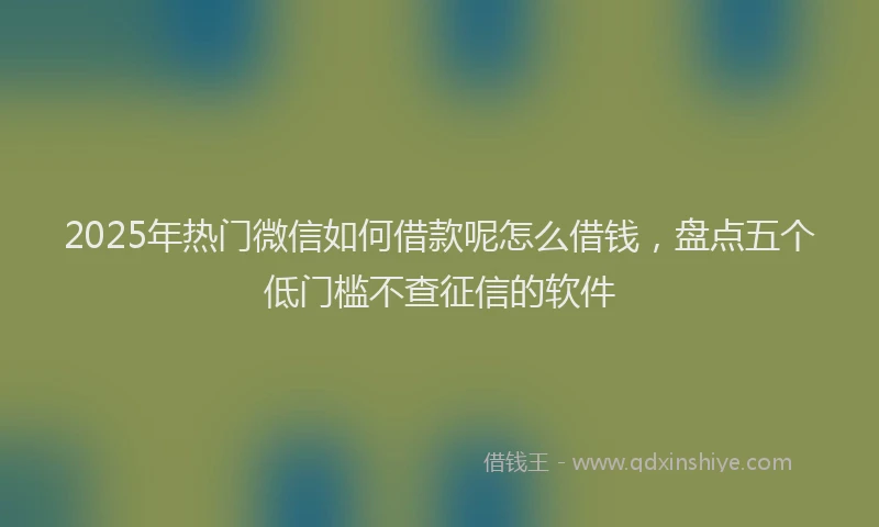 2025年热门微信如何借款呢怎么借钱，盘点五个低门槛不查征信的软件