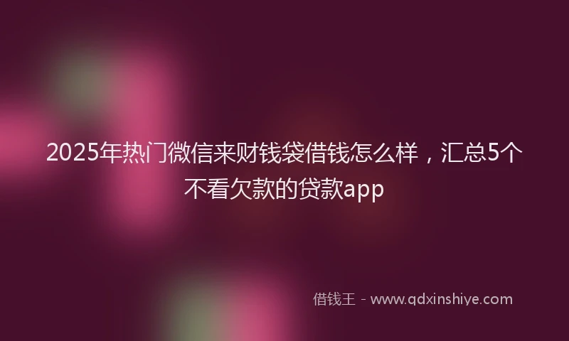 2025年热门微信来财钱袋借钱怎么样，汇总5个不看欠款的贷款app