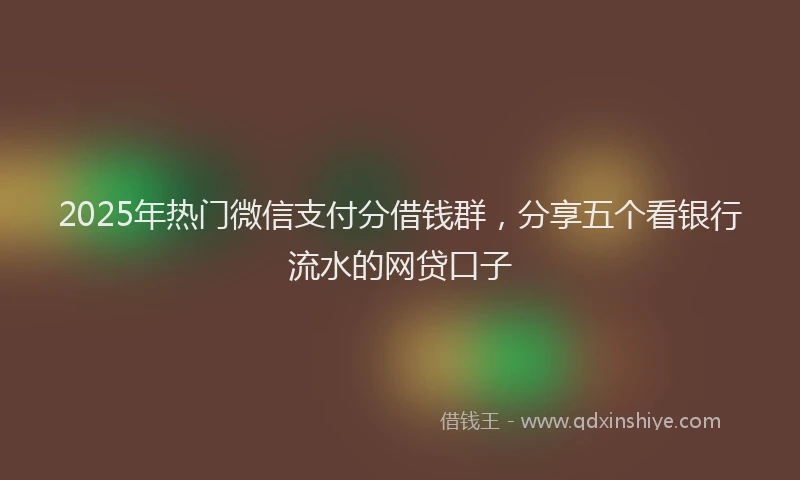 2025年热门微信支付分借钱群，分享五个看银行流水的网贷口子