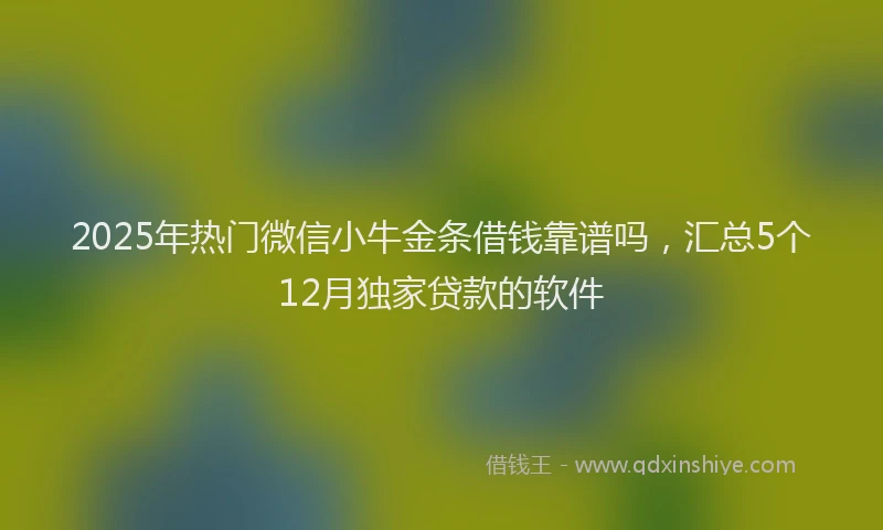2025年热门微信小牛金条借钱靠谱吗，汇总5个12月独家贷款的软件