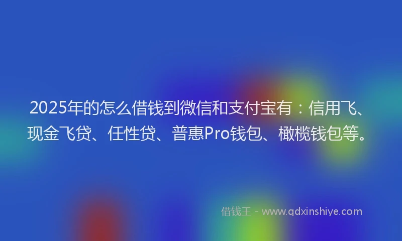 2025年的怎么借钱到微信和支付宝有：信用飞、现金飞贷、任性贷、普惠Pro钱包、橄榄钱包等。