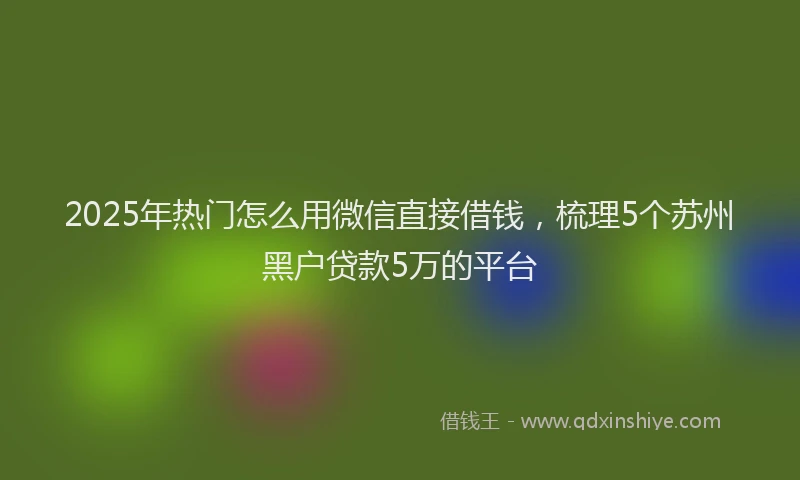 2025年热门怎么用微信直接借钱，梳理5个苏州黑户贷款5万的平台