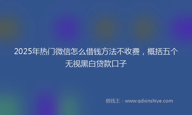 2025年热门微信怎么借钱方法不收费，概括五个无视黑白贷款口子