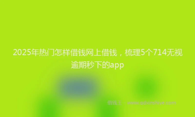 2025年热门怎样借钱网上借钱，梳理5个714无视逾期秒下的app