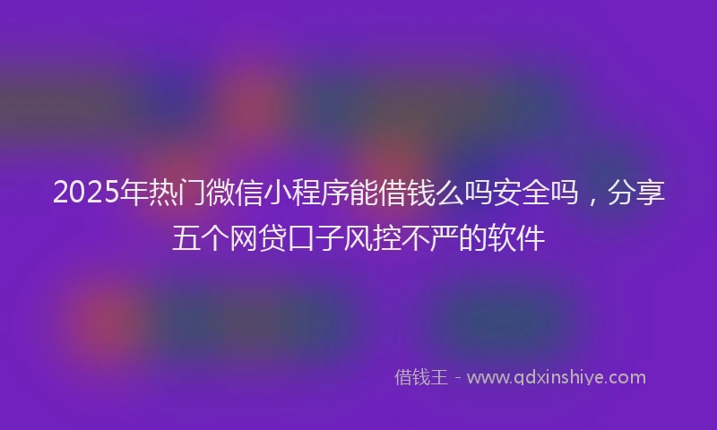 2025年热门微信小程序能借钱么吗安全吗，分享五个网贷口子风控不严的软件