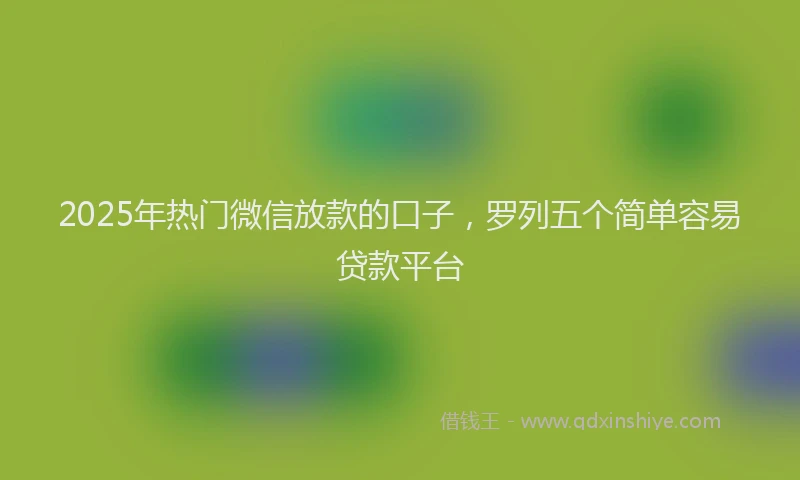2025年热门微信放款的口子，罗列五个简单容易贷款平台