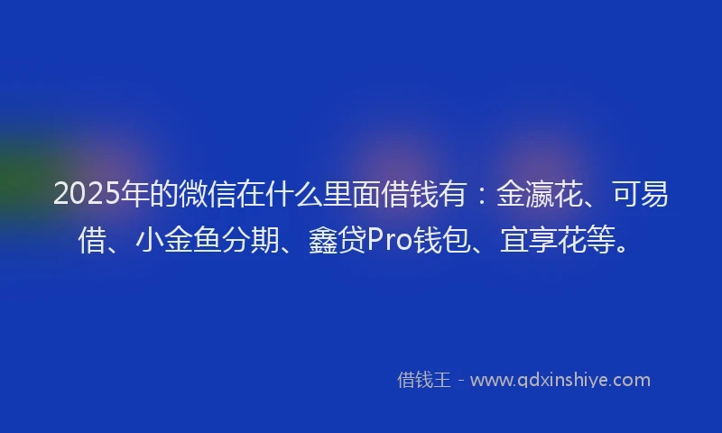 2025年的微信在什么里面借钱有：金瀛花、可易借、小金鱼分期、鑫贷Pro钱包、宜享花等。