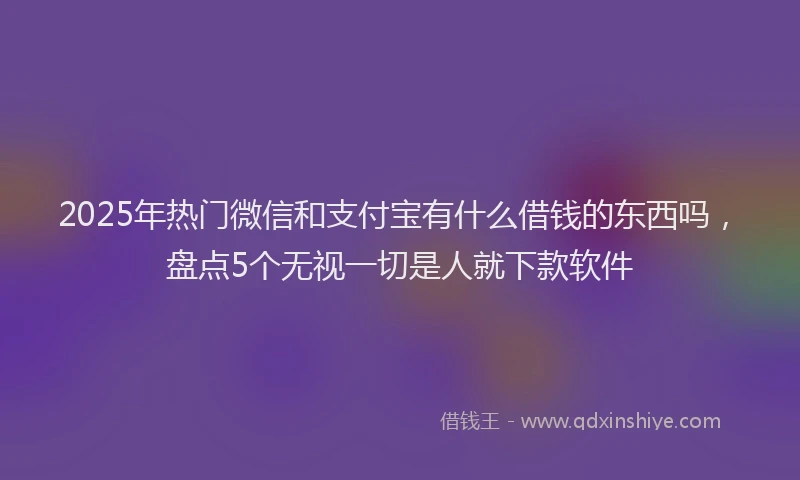 2025年热门微信和支付宝有什么借钱的东西吗，盘点5个无视一切是人就下款软件