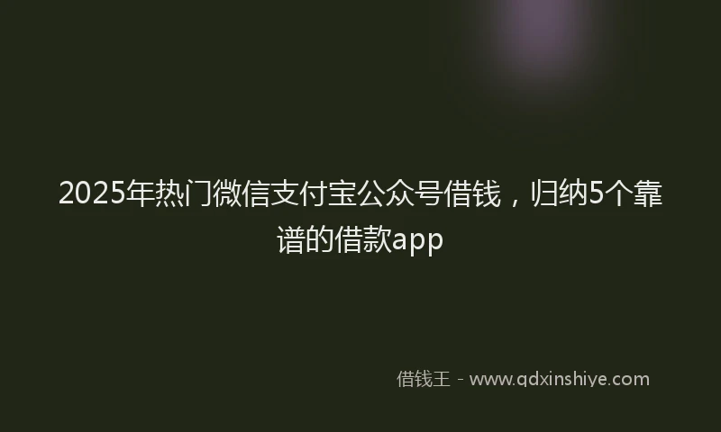 2025年热门微信支付宝公众号借钱，归纳5个靠谱的借款app