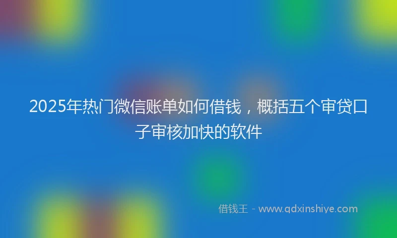 2025年热门微信账单如何借钱，概括五个审贷口子审核加快的软件
