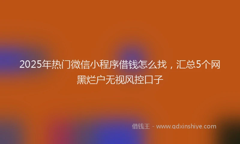 2025年热门微信小程序借钱怎么找，汇总5个网黑烂户无视风控口子