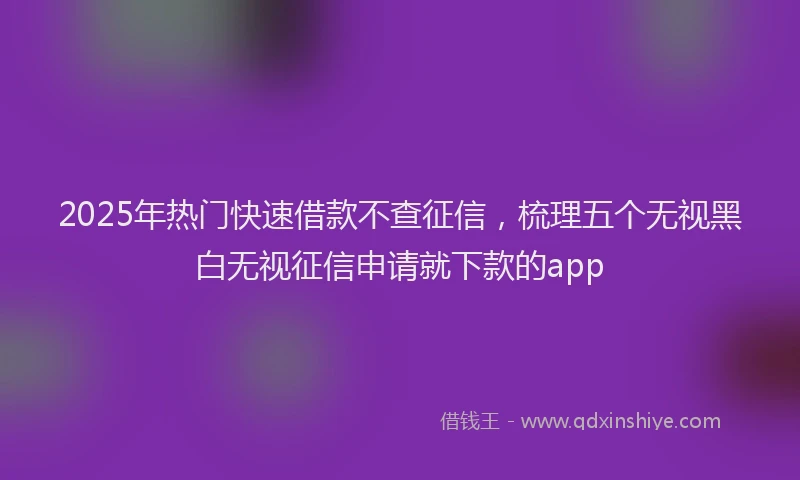 2025年热门快速借款不查征信，梳理五个无视黑白无视征信申请就下款的app