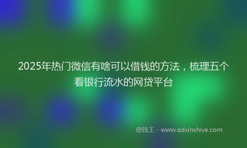 2025年热门微信有啥可以借钱的方法，梳理五个看银行流水的网贷平台