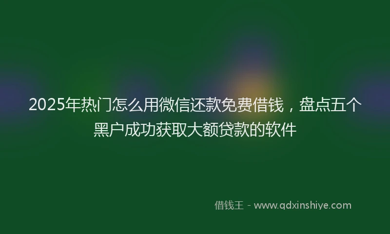 2025年热门怎么用微信还款免费借钱，盘点五个黑户成功获取大额贷款的软件