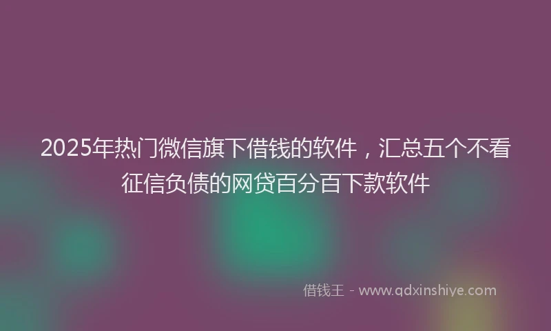 2025年热门微信旗下借钱的软件，汇总五个不看征信负债的网贷百分百下款软件