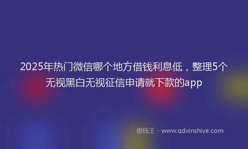 2025年热门微信哪个地方借钱利息低，整理5个无视黑白无视征信申请就下款的app