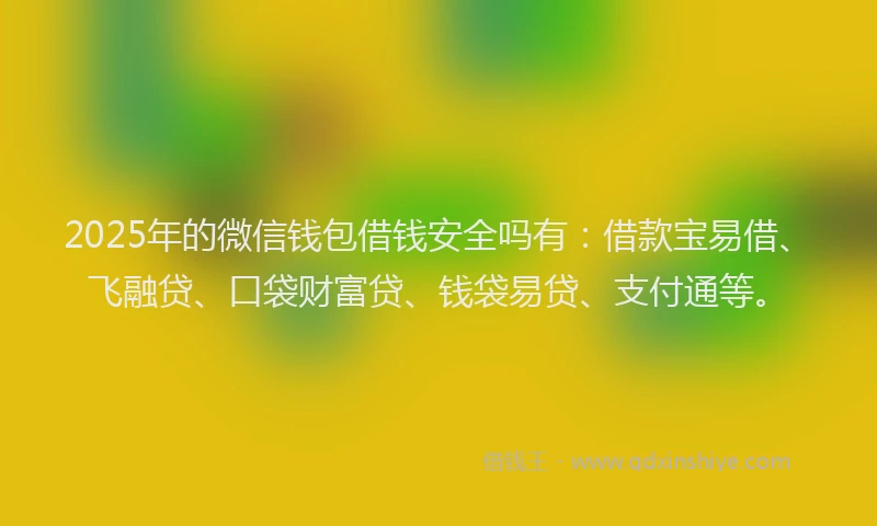 2025年的微信钱包借钱安全吗有：借款宝易借、飞融贷、口袋财富贷、钱袋易贷、支付通等。