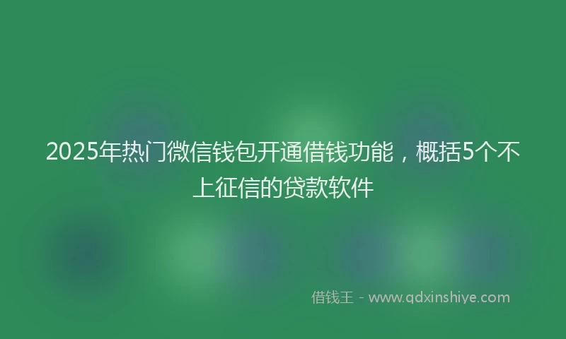 2025年热门微信钱包开通借钱功能，概括5个不上征信的贷款软件