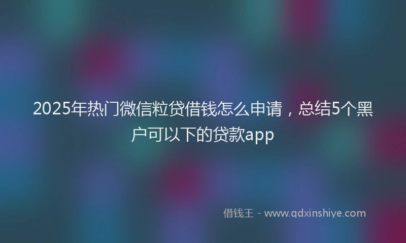 2025年热门微信粒贷借钱怎么申请，总结5个黑户可以下的贷款app