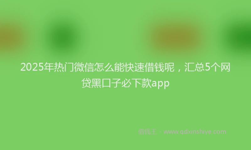 2025年热门微信怎么能快速借钱呢，汇总5个网贷黑口子必下款app