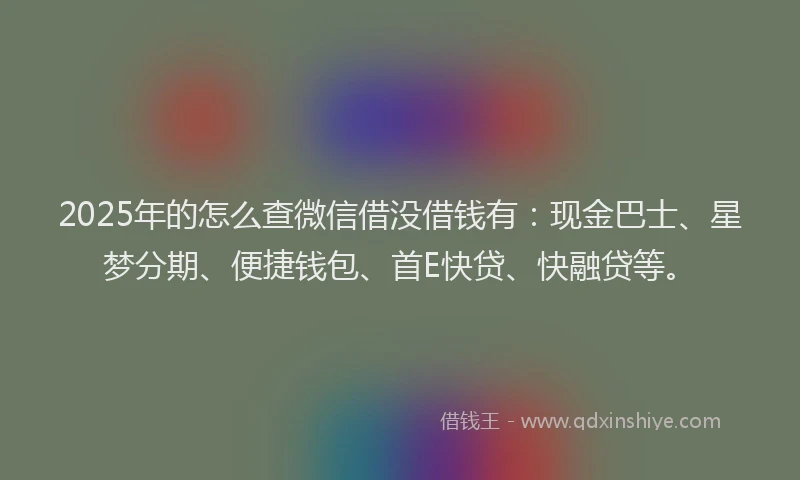 2025年的怎么查微信借没借钱有:现金巴士、星梦分期、便捷钱包、首E快贷、快融贷等。