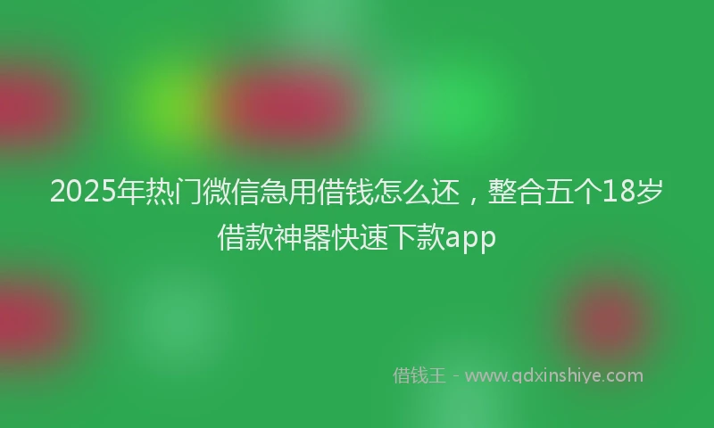 2025年热门微信急用借钱怎么还，整合五个18岁借款神器快速下款app