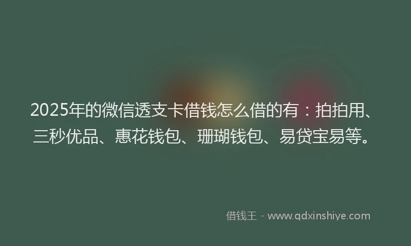 2025年的微信透支卡借钱怎么借的有：拍拍用、三秒优品、惠花钱包、珊瑚钱包、易贷宝易等。