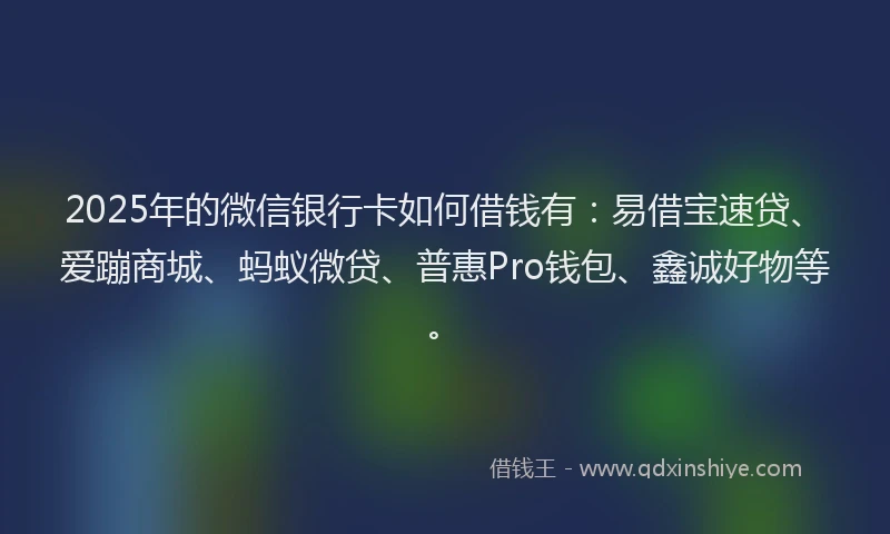 2025年的微信银行卡如何借钱有：易借宝速贷、爱蹦商城、蚂蚁微贷、普惠Pro钱包、鑫诚好物等。