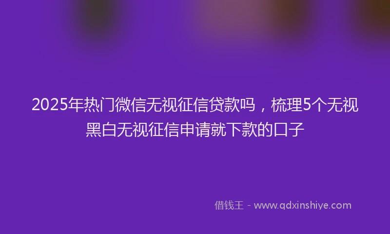 2025年热门微信无视征信贷款吗，梳理5个无视黑白无视征信申请就下款的口子