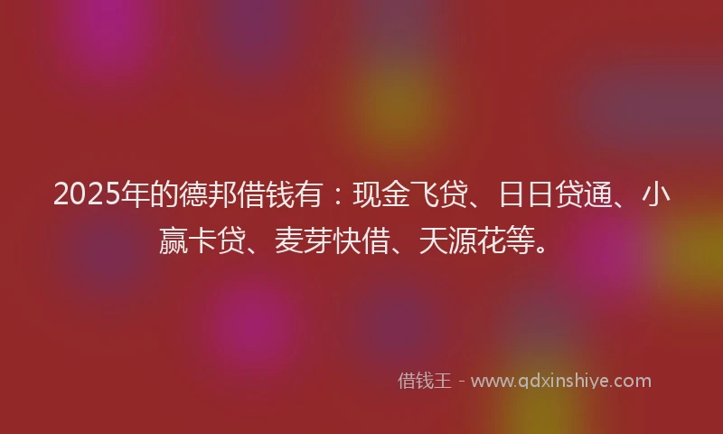 2025年的德邦借钱有：现金飞贷、日日贷通、小赢卡贷、麦芽快借、天源花等。