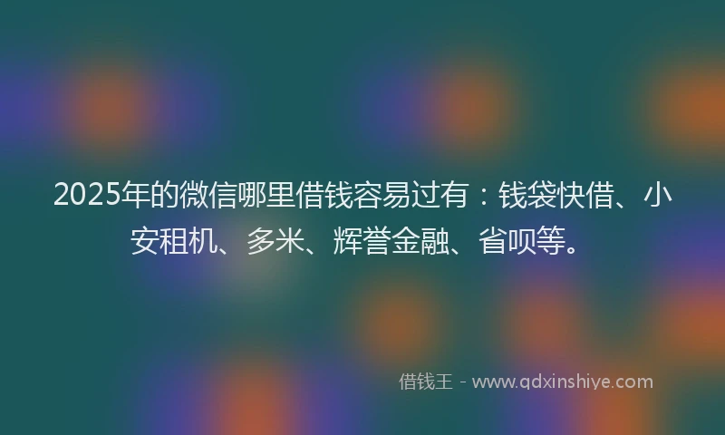 2025年的微信哪里借钱容易过有：钱袋快借、小安租机、多米、辉誉金融、省呗等。