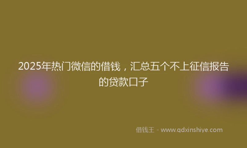 2025年热门微信的借钱，汇总五个不上征信报告的贷款口子