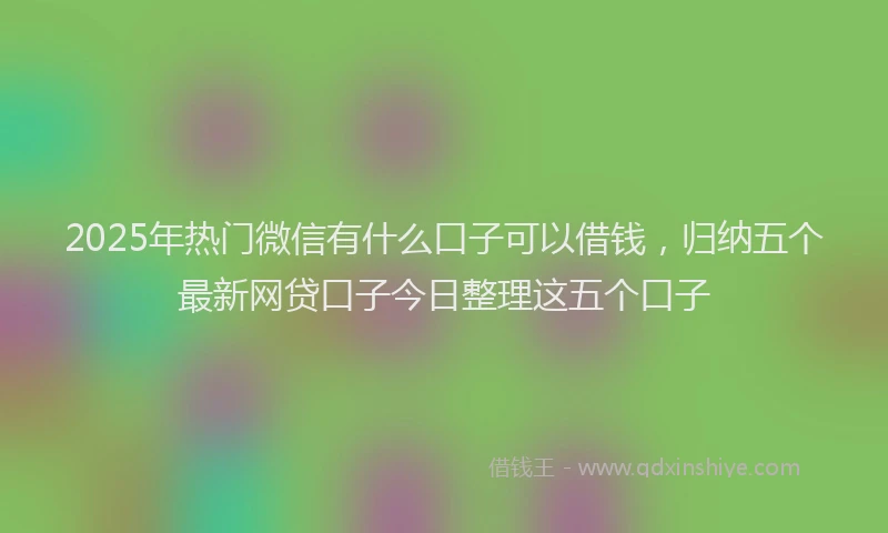 2025年热门微信有什么口子可以借钱，归纳五个最新网贷口子今日整理这五个口子